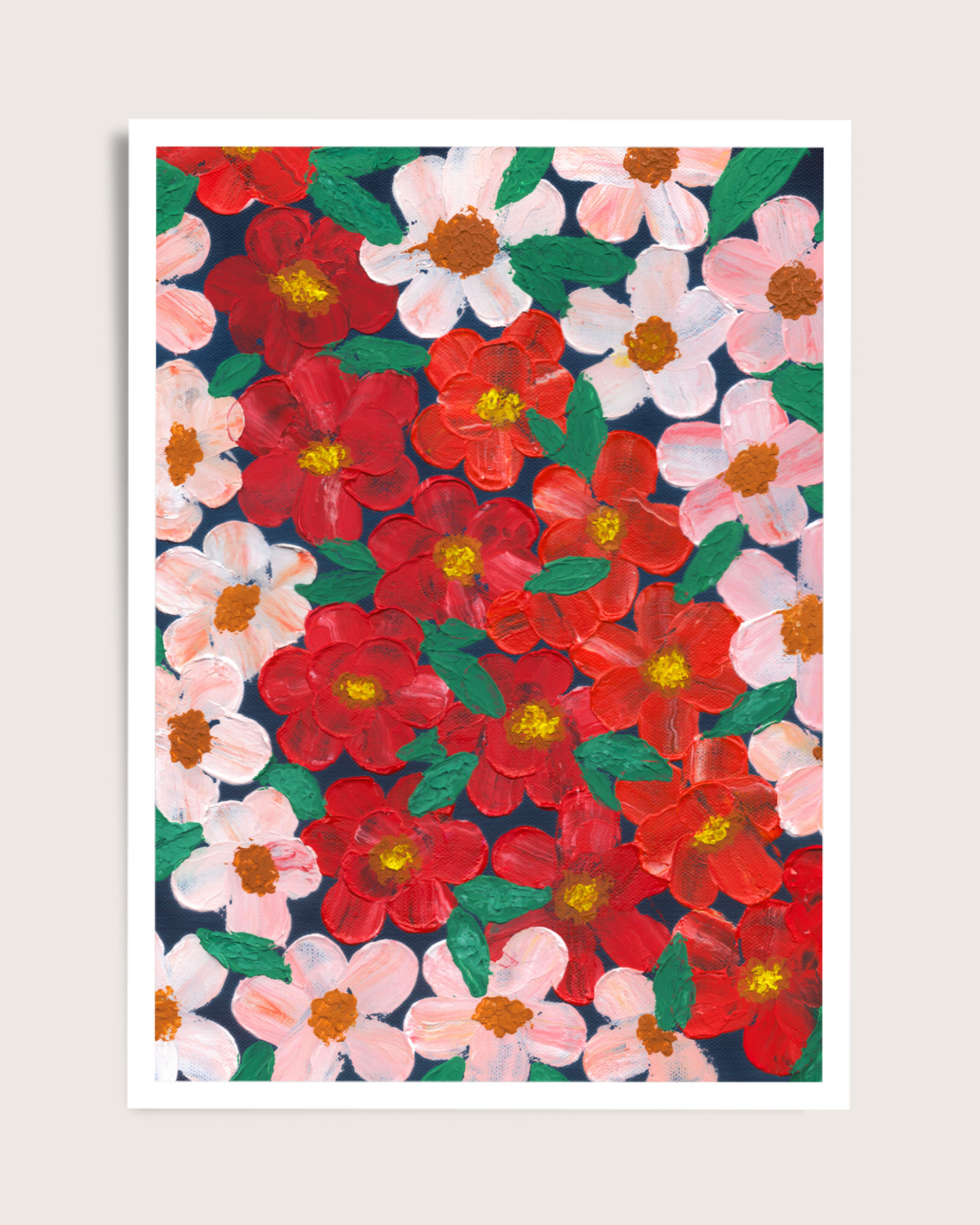 Hand-Painted Flower Canvas Art