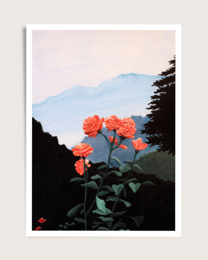 Mountain Roses Landscape Painting art print