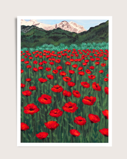 Alpine Poppy Fields Print for Sale