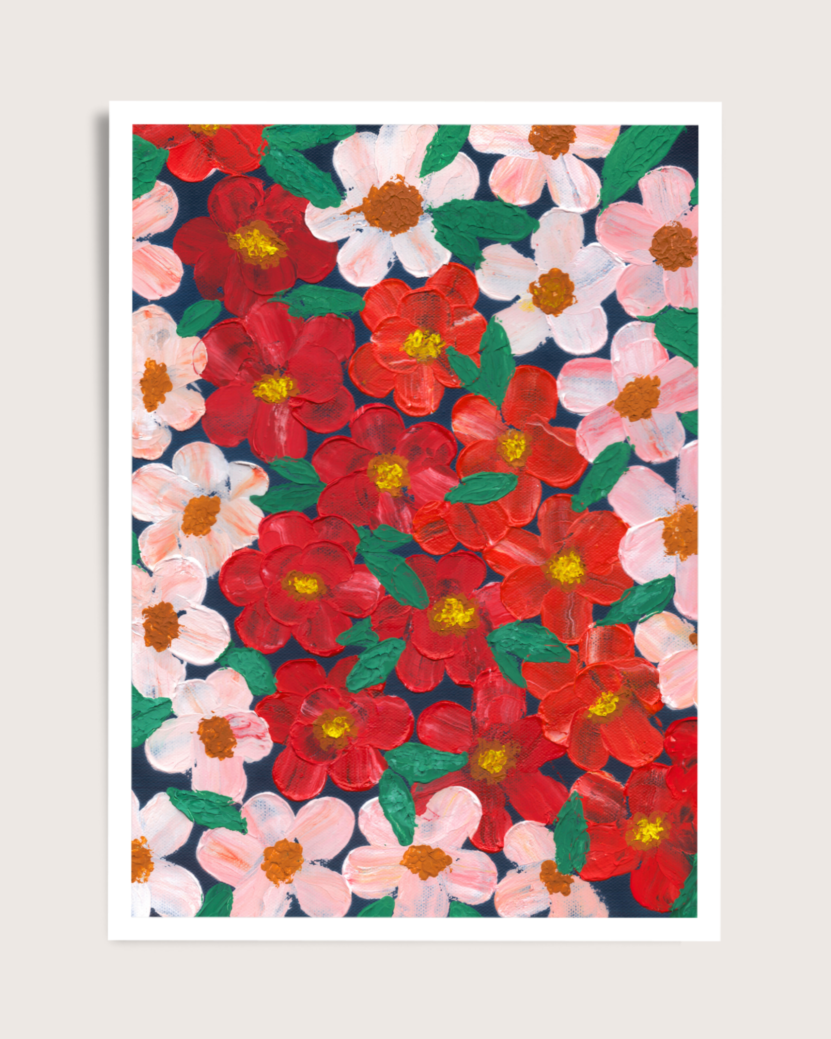 Hand-Painted Flower Canvas Art