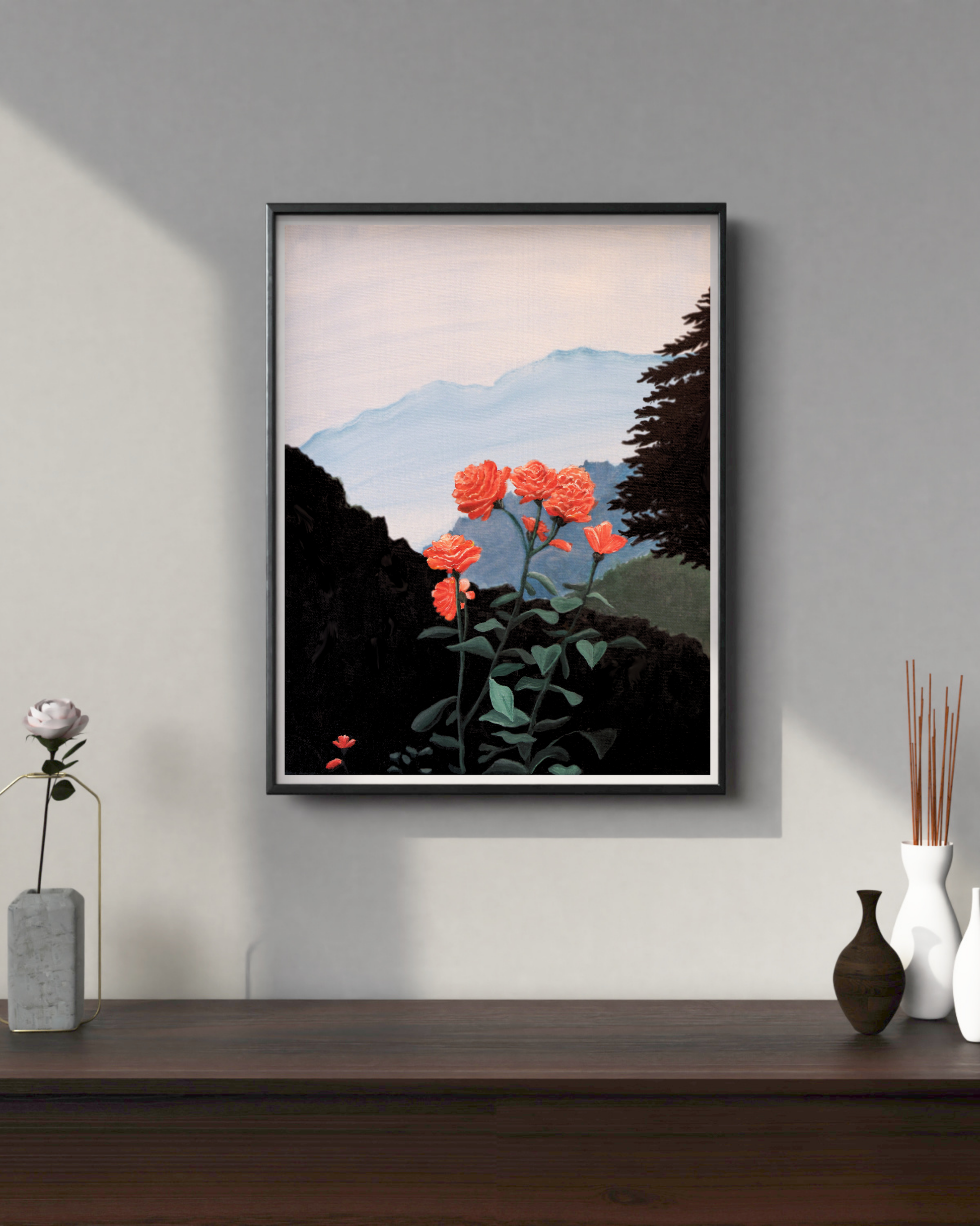 Mountain Roses Floral Art Print for Sale