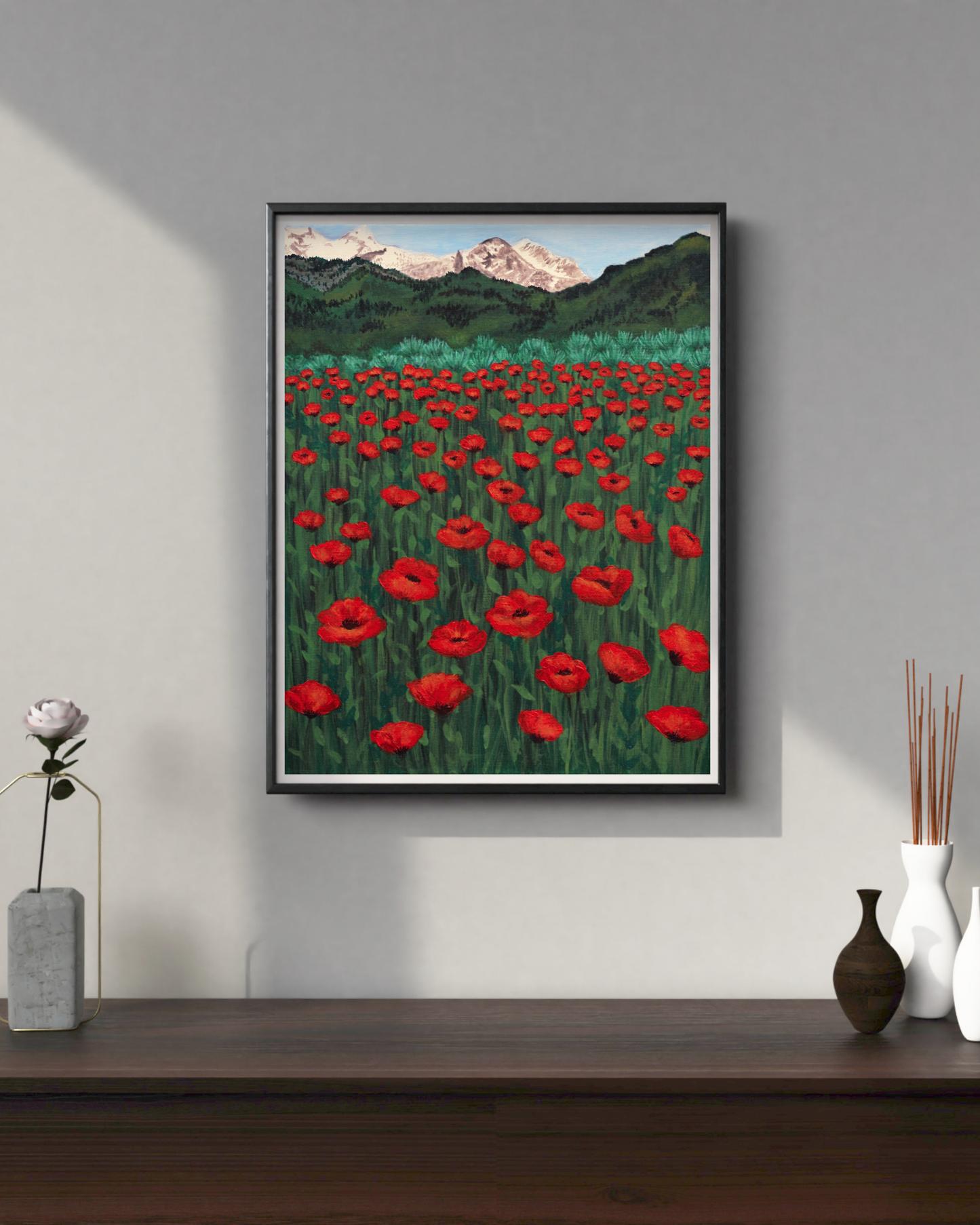 Reproduction of Alpine Poppy Fields Painting
