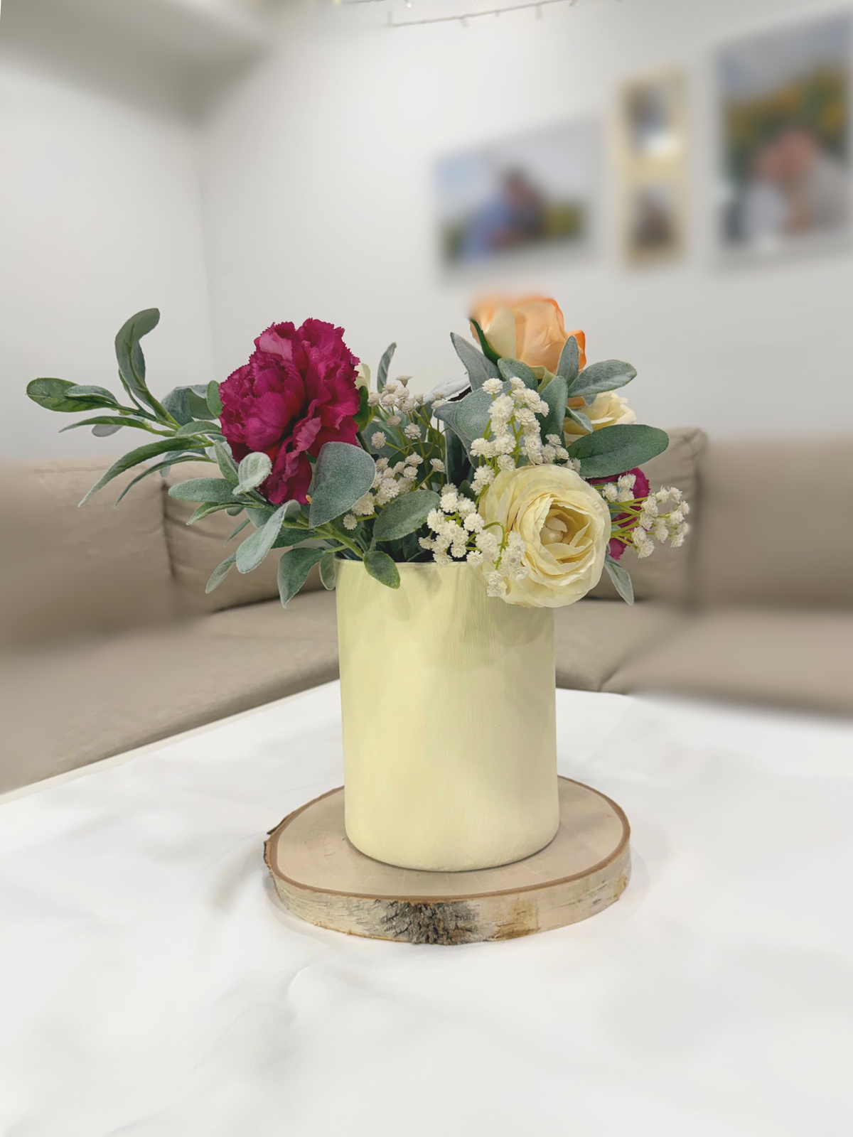 Large Cream Textured Vase