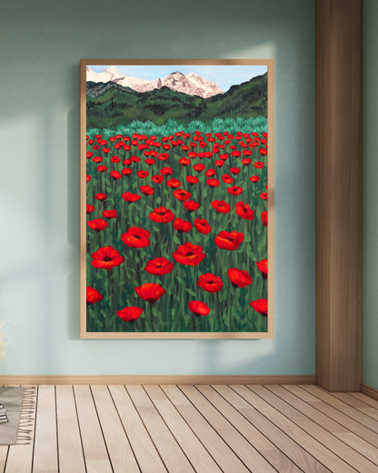 Alpine Wildflowers and Poppy Fields Print