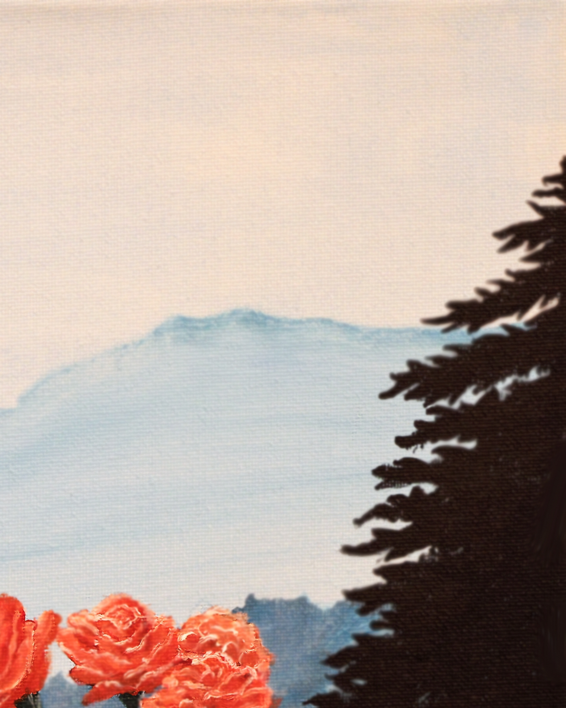 Mountain and Roses Acrylic Painting art print