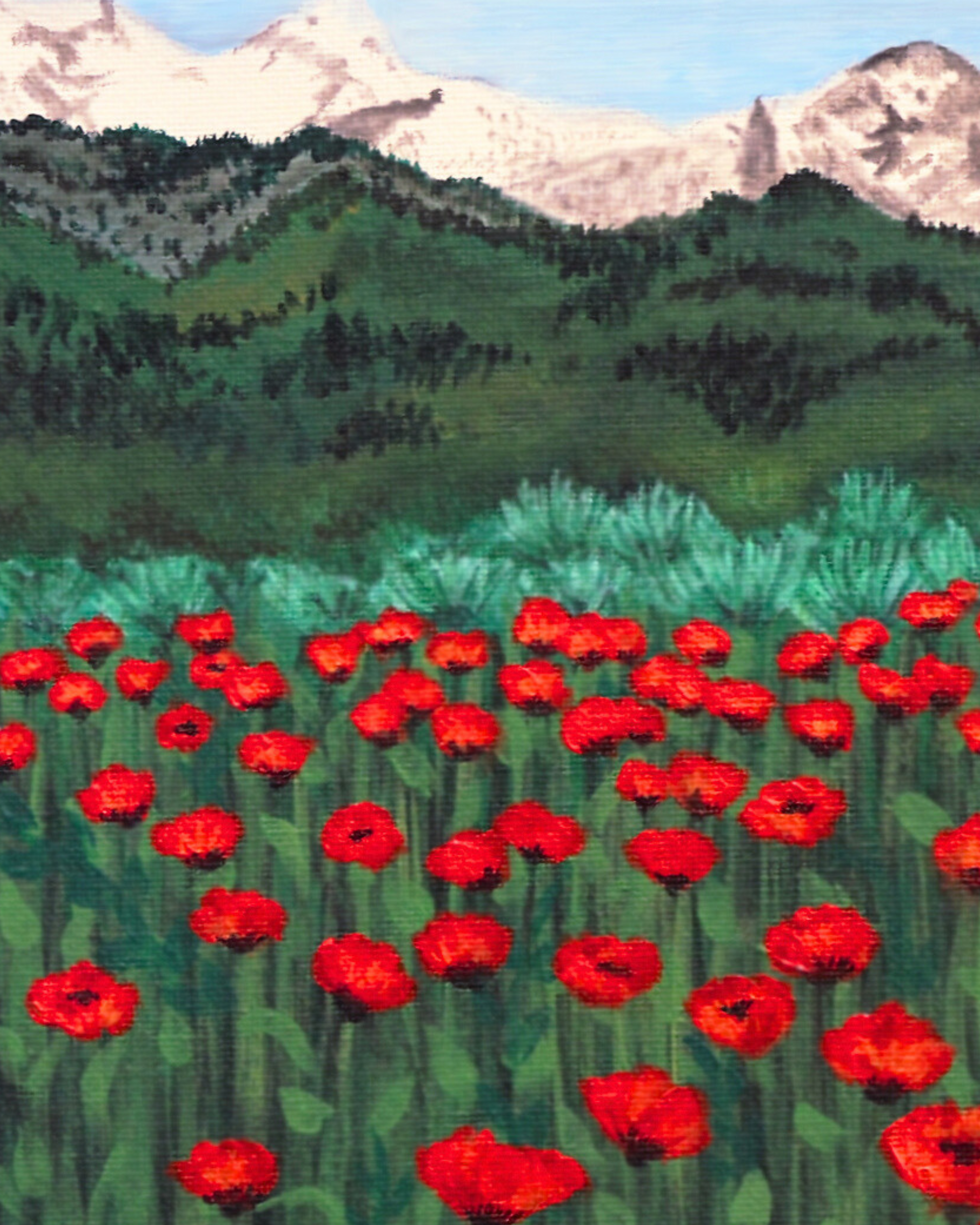 Scenic Alpine Poppy Landscape Print