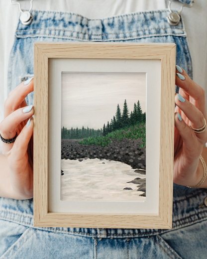 River and Mountain Scene Painting art print